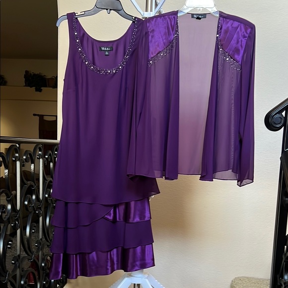 S.L. Fashions Purple Layered Wedding Dress - Picture 5 of 6
